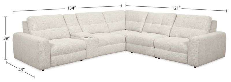 Scott Living Elevate Modular 6-Piece L-Shaped Chenille Fabric Power Reclining Sectional with Storage Console - Beige