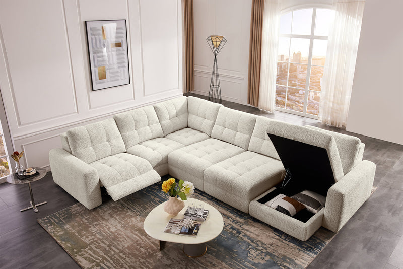 Scott Living Elevate Modular 6-Piece Right-Facing Chenille Fabric Power Reclining and Sliding Sectional - Beige