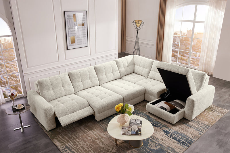 Scott Living Elevate Modular 6-Piece Right-Facing Chenille Fabric Power Reclining and Sliding Sectional - Beige