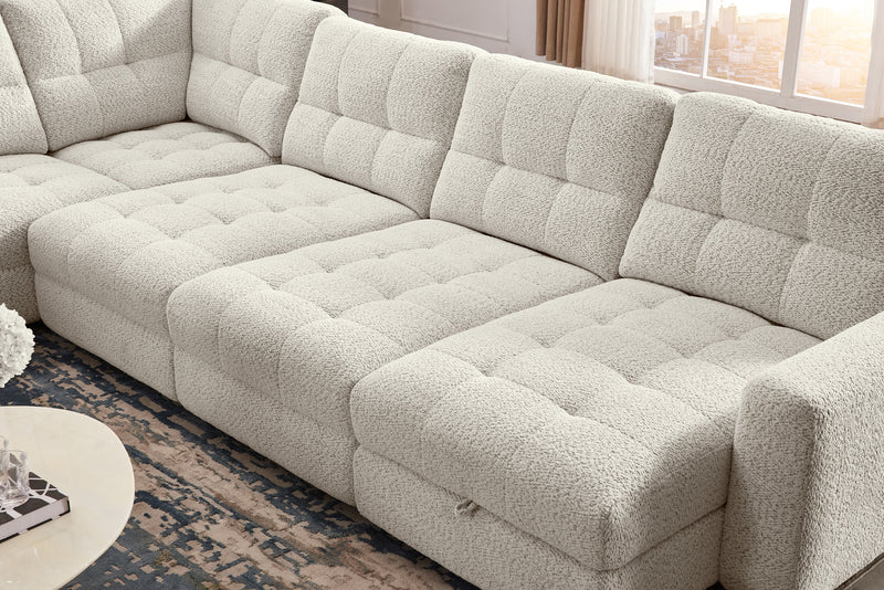 Scott Living Elevate Modular 6-Piece Right-Facing Chenille Fabric Power Reclining and Sliding Sectional - Beige