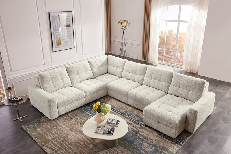 Scott Living Elevate Modular 6-Piece Right-Facing Chenille Fabric Power Reclining and Sliding Sectional - Beige