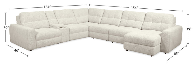 Scott Living Elevate Modular 7-Piece Right-Facing Chenille Fabric Power Reclining and Sliding Sectional - Beige