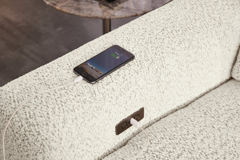 Scott Living Elevate Modular 82\" Chenille Fabric Loveseat with Power Sliding - Beige