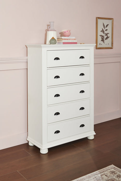 Ella Bedroom Chest of Drawers, 5-Drawer, 36\"W x 53\"H -  White