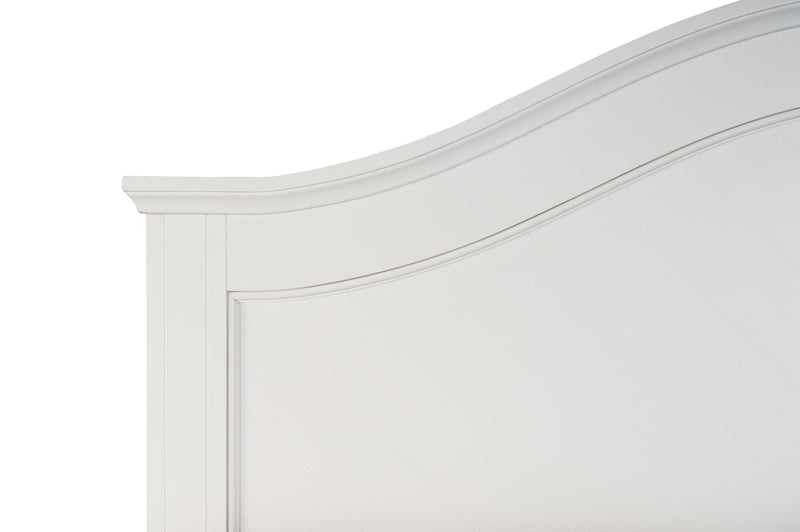 Ella Panel Bed with Headboard & Frame, Chevron Pattern, White - Queen Size