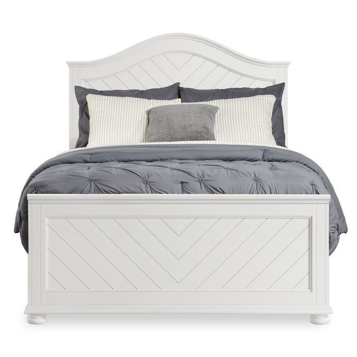 Ella 5pc Bedroom Set with Panel Bed, Dresser & Mirror, White  - Queen Size