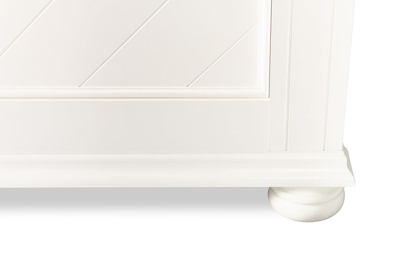 Ella Panel Bed with Headboard & Frame for Kids, Chevron Pattern, White - Twin Size