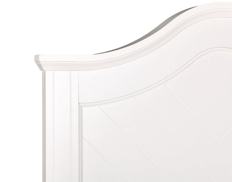 Ella Panel Bed with Headboard & Frame for Kids, Chevron Pattern, White - Twin Size