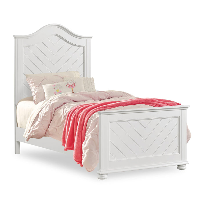 Ella 5pc Bedroom Set with Panel Bed, Dresser & Mirror, White  - Twin Size