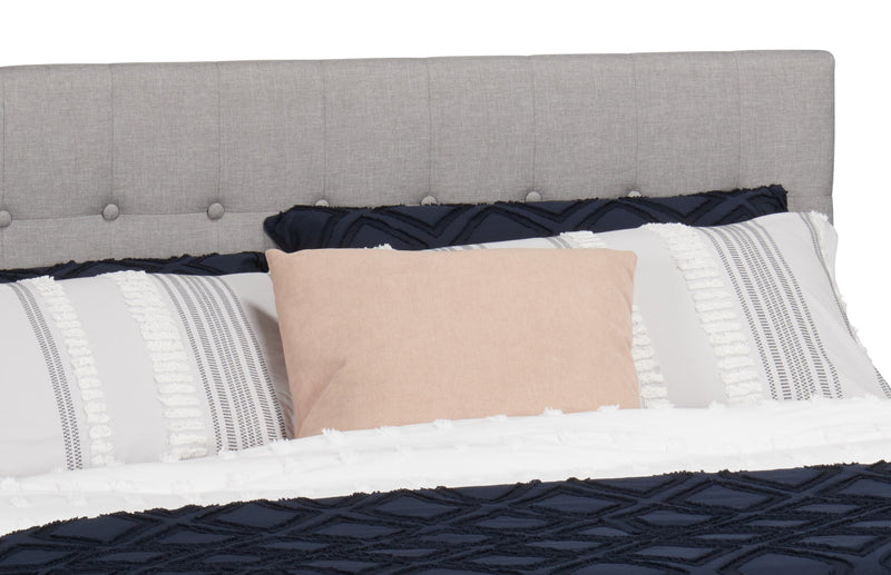 Ellis Upholstered Headboard in Grey Fabric, Button Tufted - Queen Size