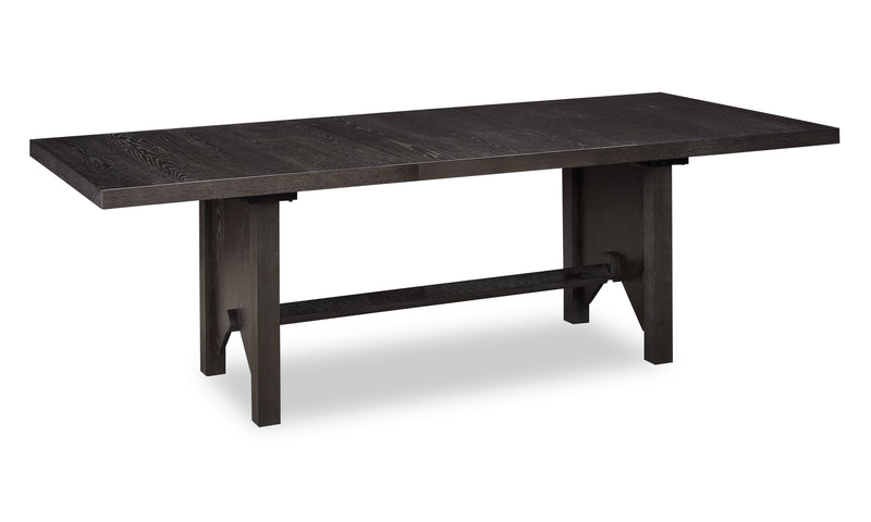 Emery Dining Table with 72-96\"W Extension, Wood - Black