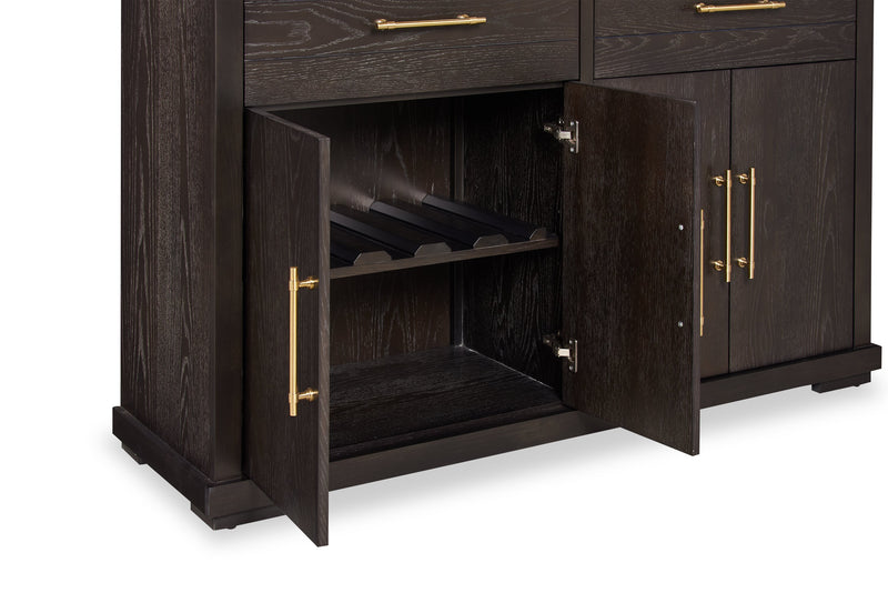 Emery Dining Server with Drawers, Storage & Built-In Wine Racks, 60\"W - Black