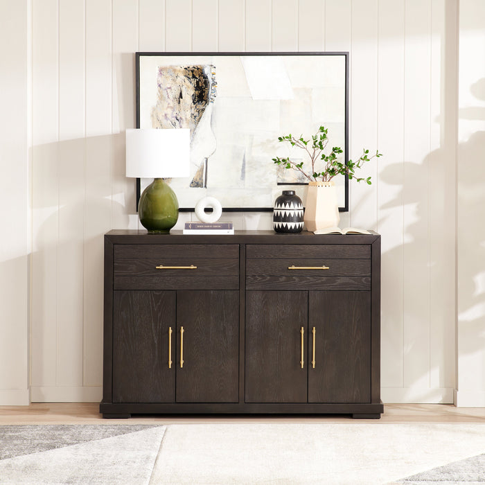 Emery Dining Server with Drawers, Storage & Built-In Wine Racks, 60\"W - Black