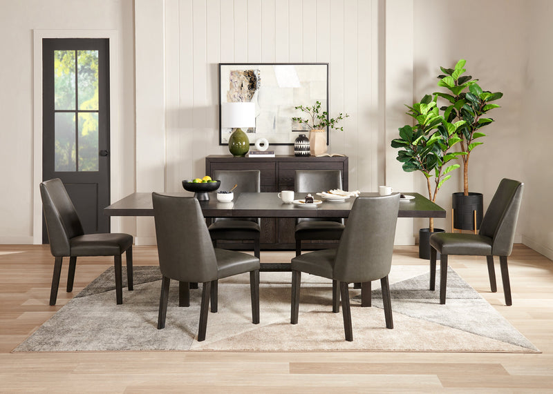 Emery Dining Chair with Vegan-Leather Fabric - Brown