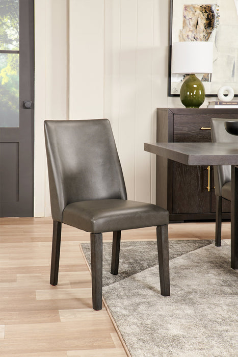 Emery Dining Chair with Vegan-Leather Fabric - Brown