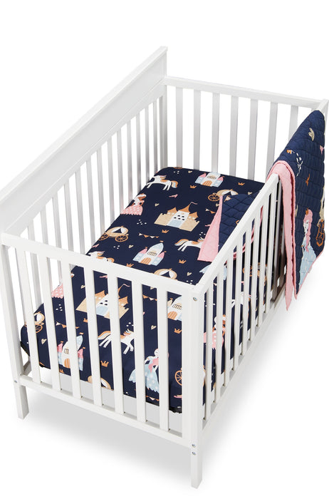 Emmy 3-Piece Crib Bedding Set - Navy and Pink