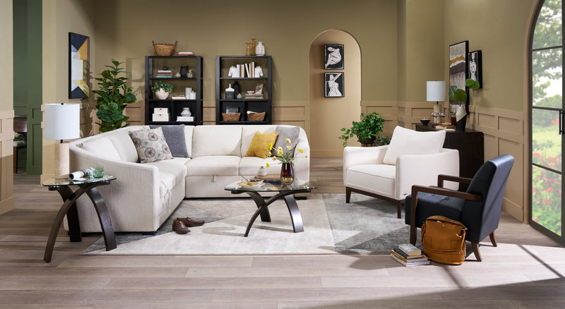 Envy 3-Piece Chenille Fabric Sectional - Almond Beige