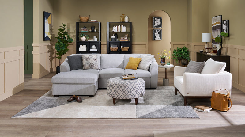 Envy 2-Piece Left-Facing Chenille Fabric Sleeper Sectional with Storage Chaise - Fog Grey