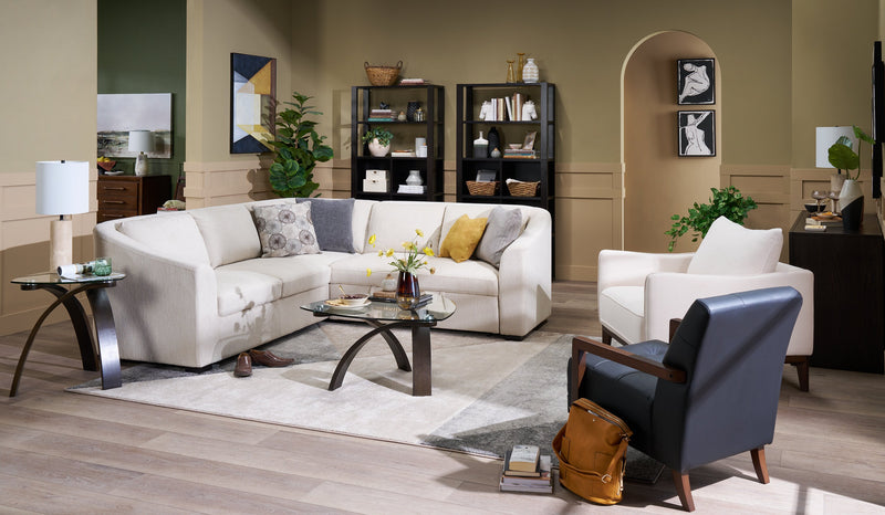 Enzo 26\" Genuine Leather Accent Chair with Biscuit Tufting, Track Arms and Wood Legs - Black