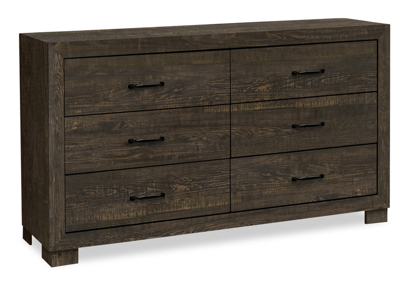Ethan Storage 5pc Bedroom Set with Bookcase Headboard, Dresser & Mirror, Rustic Brown - Queen Size
