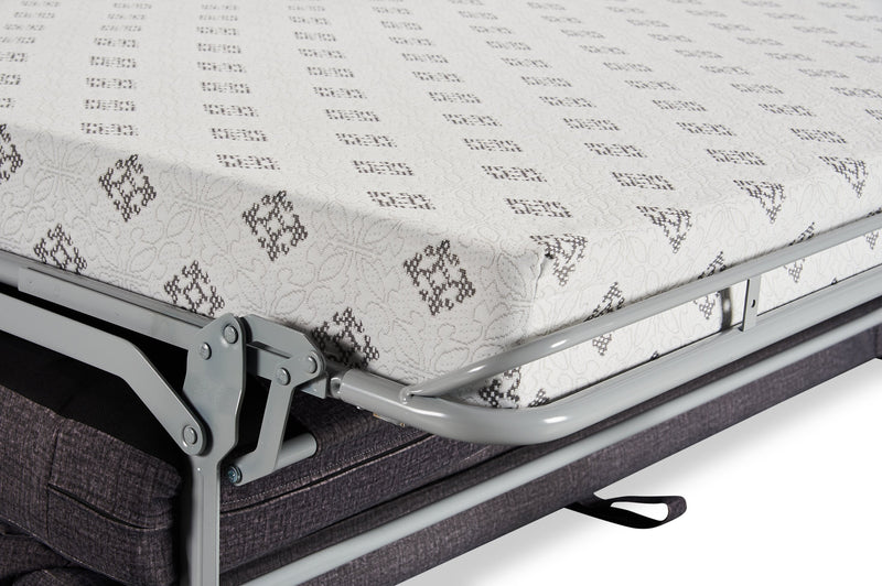 Made in Canada Everlee 76.5\" Microsuede Queen-Size Sofa Bed with Memory Foam and Two Accent Pillows - Grey