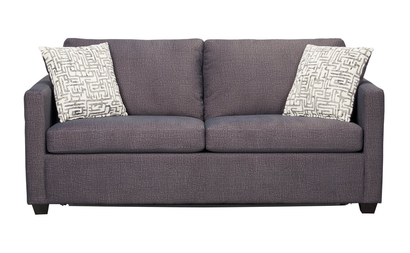Made in Canada Everlee 76.5\" Microsuede Queen-Size Sofa Bed with Memory Foam and Two Accent Pillows - Grey