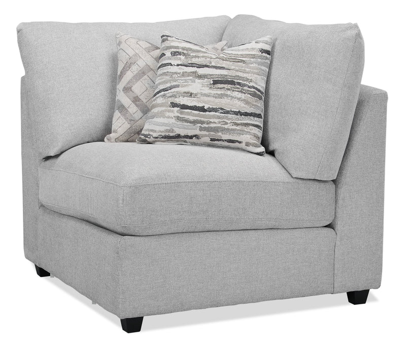 Scott Living Evolve Modular 4-Piece Linen-Look Fabric Sectional with Ottoman and Feather Down Cushions - Grey