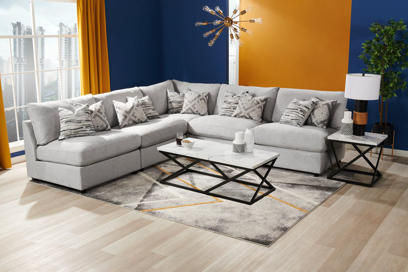 Scott Living Evolve Modular 39.5\" Linen-Look Fabric Armless Chair with Feather Down Cushions - Grey