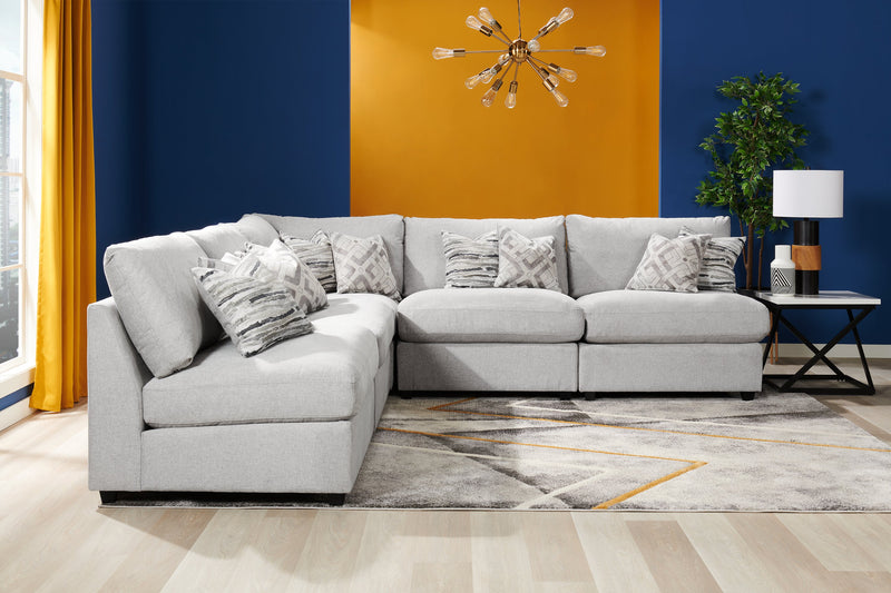 Scott Living Evolve Modular 39.5\" Linen-Look Fabric Armless Chair with Feather Down Cushions - Grey