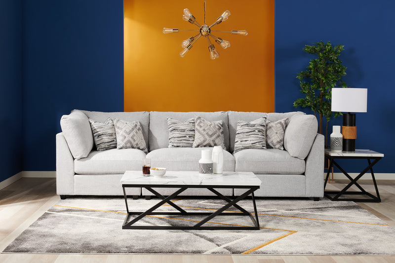 Scott Living Evolve Modular 39.5\" Linen-Look Fabric Corner Chair with Feather Down Cushions - Grey