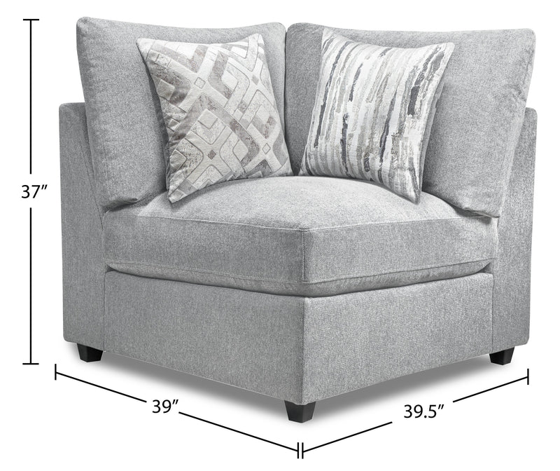 Scott Living Evolve Modular 39.5\" Linen-Look Fabric Corner Chair with Feather Down Cushions - Grey