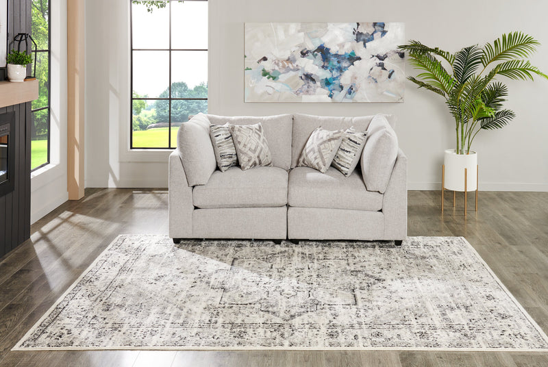 Scott Living Evolve Modular 79\" Linen-Look Fabric Loveseat with Removable Feather Down Cushions - Grey