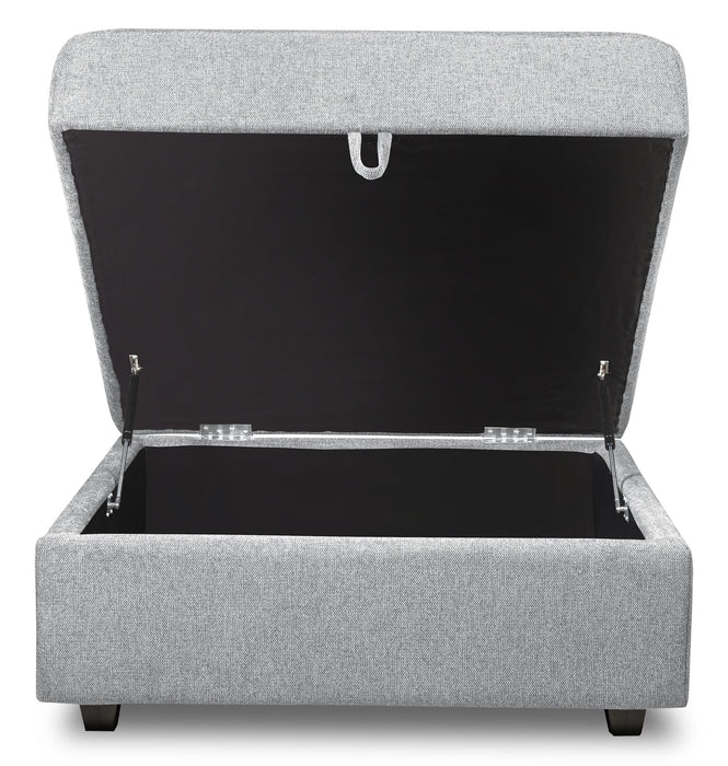 Scott Living Evolve Modular 39.5\" Linen-Look Fabric Storage Ottoman with Feather Down Cushion - Grey