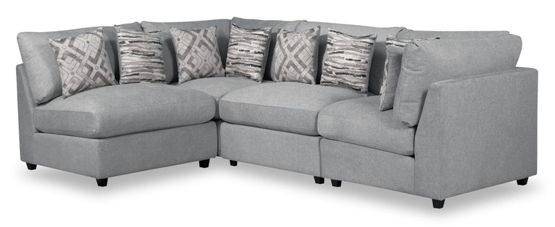 Scott Living Evolve Modular 4-Piece Linen-Look Fabric Pit Sofa Sectional with Feather Down Cushions - Grey