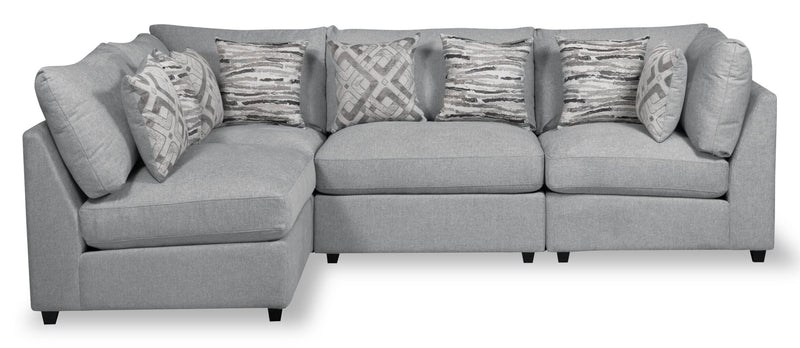 Scott Living Evolve Modular 4-Piece Linen-Look Fabric Pit Sofa Sectional with Feather Down Cushions - Grey