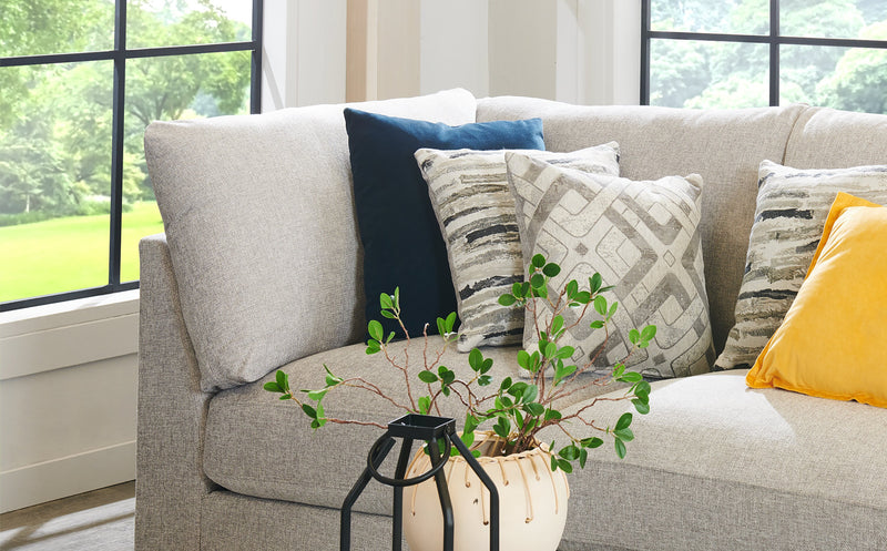 Scott Living Evolve Modular 4-Piece Linen-Look Fabric Pit Sofa Sectional with Feather Down Cushions - Grey