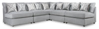 Scott Living Evolve Modular 5-Piece Linen-Look Fabric Armless Sectional with Feather Down Cushions - Grey 