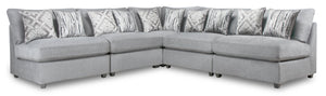 Scott Living Evolve Modular 5-Piece Linen-Look Fabric Armless Sectional with Feather Down Cushions - Grey