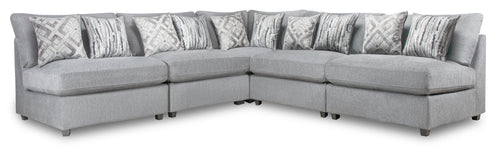 Scott Living Evolve Modular 5-Piece Linen-Look Fabric Armless Sectional with Feather Down Cushions - Grey 