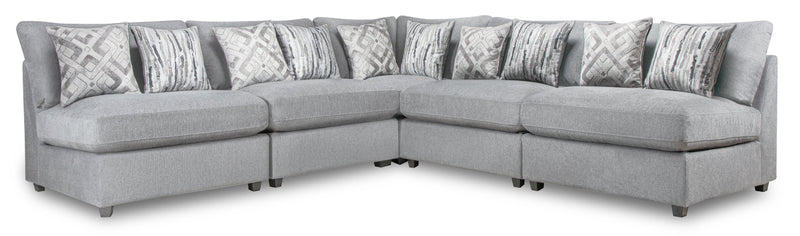 Scott Living Evolve Modular 5-Piece Linen-Look Fabric Armless Sectional with Feather Down Cushions - Grey