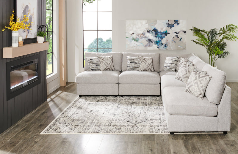 Scott Living Evolve Modular 5-Piece Linen-Look Fabric Armless Sectional with Feather Down Cushions - Grey