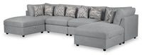 Scott Living Evolve Modular 6-Piece Linen-Look Fabric Sectional with Feather Down Cushions - Grey 
