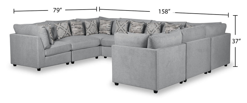 Scott Living Evolve Modular 8-Piece Linen-Look Fabric Sectional with Feather Down Cushions - Grey