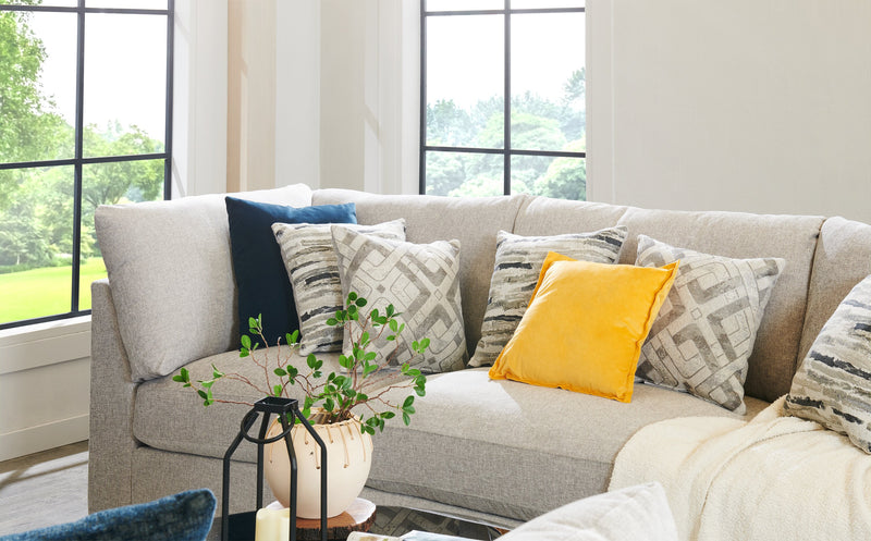 Scott Living Evolve Modular 118.5\" Linen-Look Fabric Sofa with Removable Feather Down Cushions - Grey