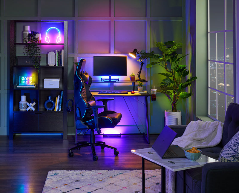 Falcon 30” Ergonomic Gaming Chair with Built-In Bluetooth Speakers & LED Lighting - Black