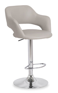 Finn Barstool with Swivel & Adjustable Seat, Vegan Leather Fabric, Metal - Beige 