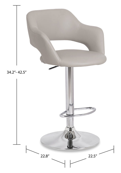 Finn Barstool with Swivel & Adjustable Seat, Vegan Leather Fabric, Metal - Beige