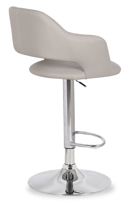 Finn Barstool with Swivel & Adjustable Seat, Vegan Leather Fabric, Metal - Beige