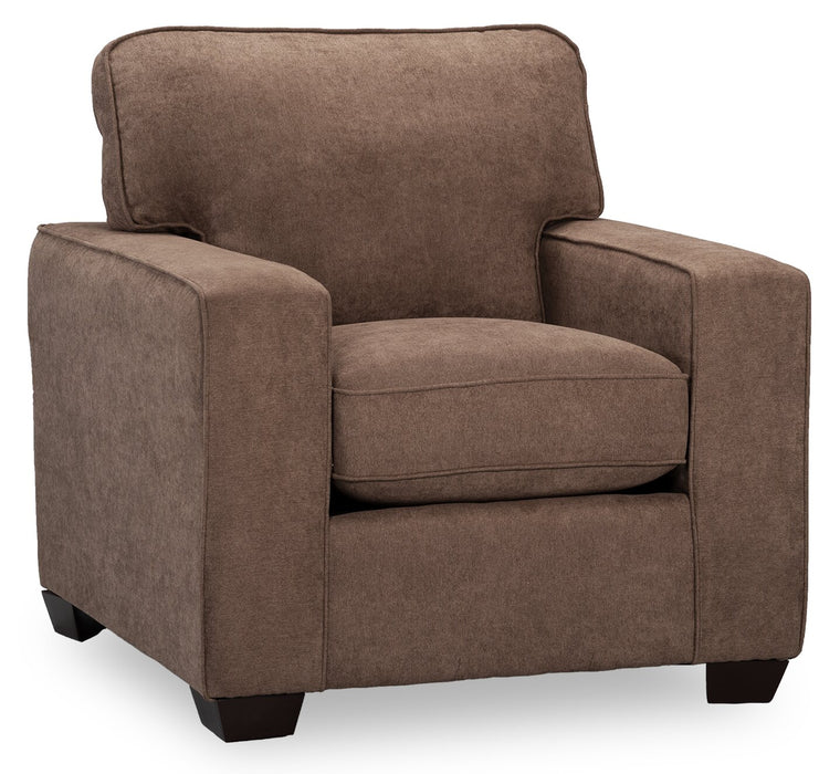 Made in Canada Fiona 36.5\" Chenille Fabric Chair with Track Arms - Mocha Brown