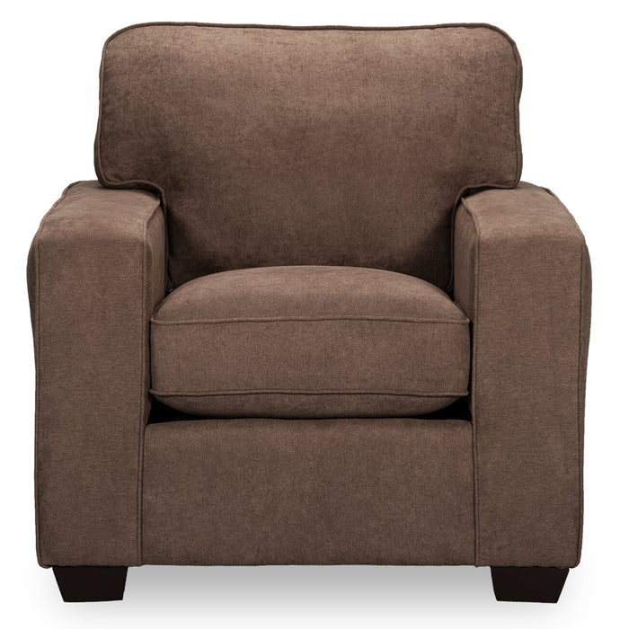 Made in Canada Fiona 36.5\" Chenille Fabric Chair with Track Arms - Mocha Brown